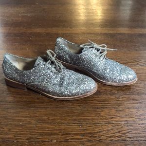 Banana Republic champagne gold glitter Oxford